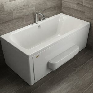 Center drain bathtub designed for easy accessibility.