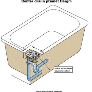 Diagram illustrating the center drain placement in a bathtub.