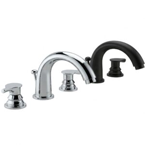  "A selection of Delta bathtub faucets in different finishes, including chrome, brushed nickel, and matte black."