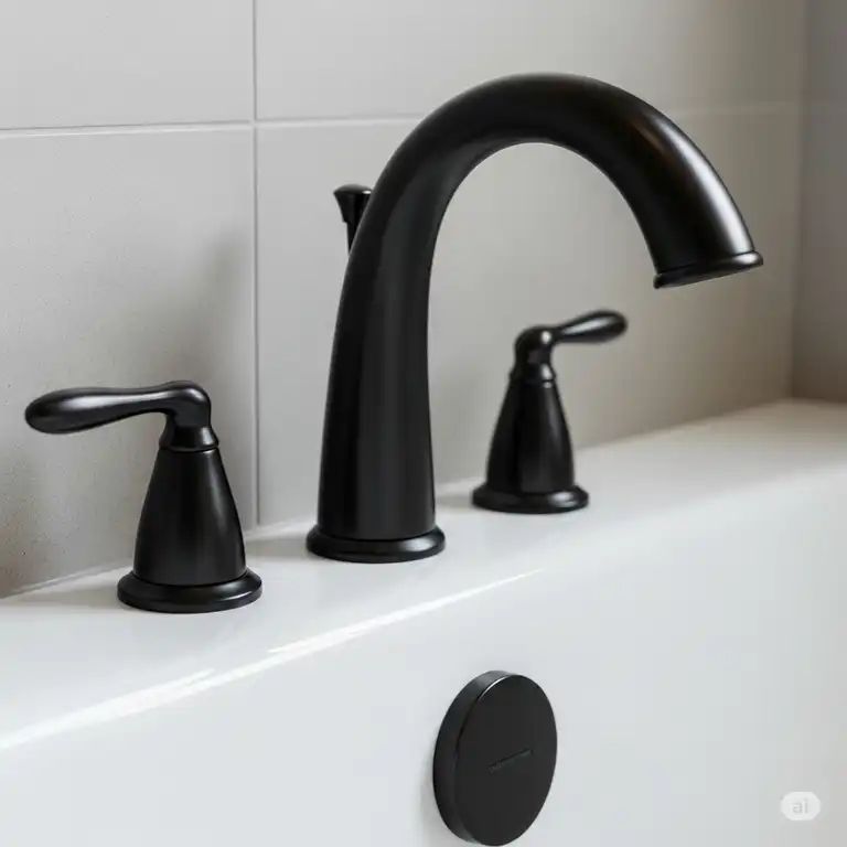 Stylish brushed nickel bathtub trim kit installed, featuring a modern faucet and matching handles, perfect for a bathroom renovation.