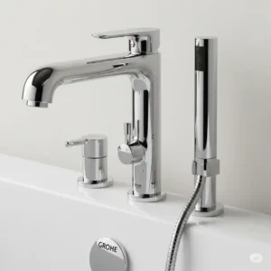 Sleek chrome **Grohe bathtub faucet** with a modern design, perfect for a luxurious bathroom upgrade.
