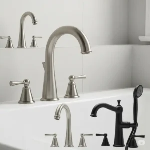 Explore various finishes for Gerber bathtub faucets, including polished chrome, brushed nickel, and matte black, to match your bathroom decor.