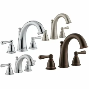 Various finish options for delta roman bathtub faucets, including chrome, brushed nickel, and bronze.