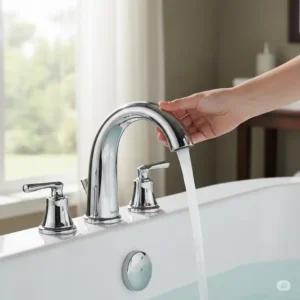 Smooth operation of a Gerber bathtub faucet, demonstrating user-friendly design and comfortable handling for daily use.
