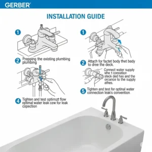 Simplified guide showing the straightforward installation process for a new Gerber bathtub faucet, perfect for DIY enthusiasts.