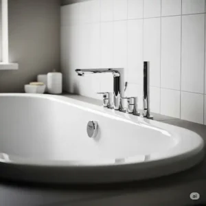 Luxurious bathroom interior featuring a stylish **Grohe bathtub faucet** as a focal point in a serene bathing environment.
