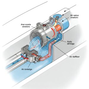 "Illustration showcasing an air injector used in some whirlpool bathtub parts models."