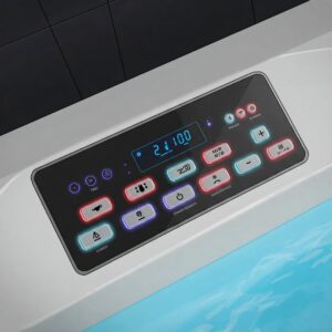 "Illustration of a whirlpool bathtub parts control panel with buttons and settings."