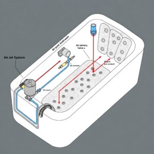 Air bath bathtubs: Diagram illustrating the air jet system.