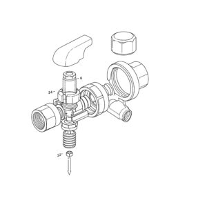 Illustration of a bathtub faucet diverter valve, a crucial bathtub faucet replacement parts for shower functionality. 
