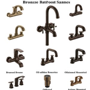 Comparison of different bronze bathtub faucet styles, including wall-mounted and deck-mounted options. 