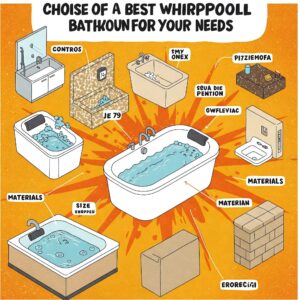 "Conceptual illustration representing the factors to consider when choosing the best whirlpool bathtub for your needs."