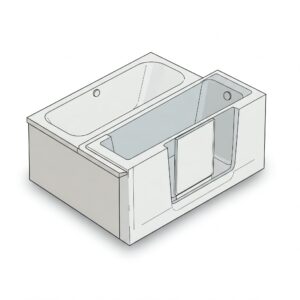 A comparative illustration highlighting the key differences between a standard bathtub and a bathtub with door.