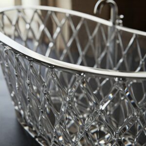 Intricate crystal bathtub details and craftsmanship of a luxury bathtub.