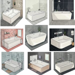 Air bath bathtubs: Showcasing different styles for various bathroom designs.