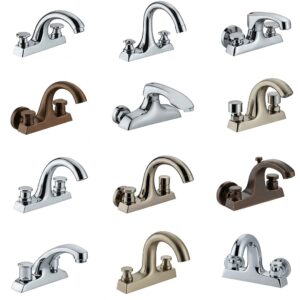 "Various styles of whirlpool bathtub faucets, including wall-mount and deck-mount options."