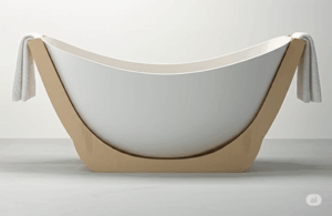 Luxurious indoor hammock bathtub in a stylish bathroom setting, highlighting comfort and elegance.