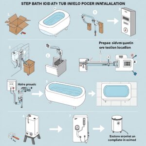 Air bath bathtubs: Step-by-step illustration of the installation process.