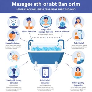 Infographic showcasing the health and wellness benefits of using a massage bathtub.