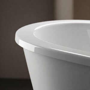 Elegant curved design detail of a slipper bathtub.
