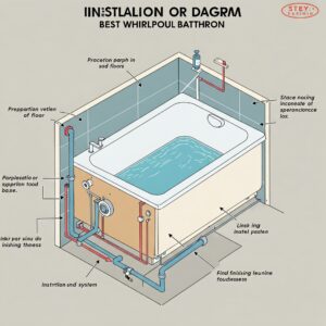 "Diagram illustrating the typical installation process for a best whirlpool bathtub."