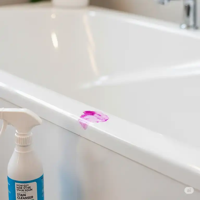 A clean, sparkling white bathtub with a small, faded hair dye stain, illustrating the common problem and solution of how to get hair dye stains out of the bathtub.