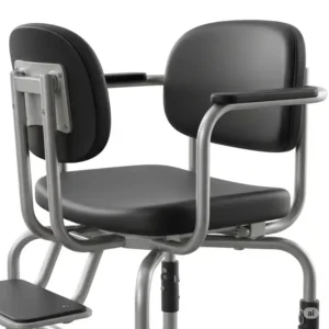 Close-up of a bathtub transfer chair featuring a comfortable, rotating swivel seat for easy entry and exit.
