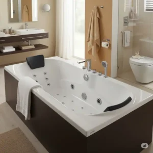 "Duravit whirlpool bathtubs featuring integrated massage jets, designed for ultimate relaxation and a luxurious at-home spa experience."