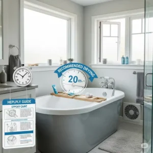 Bathtub in a well-ventilated bathroom, showing the recommended drying time after applying epoxy paint for bathtub, crucial for a lasting finish.
