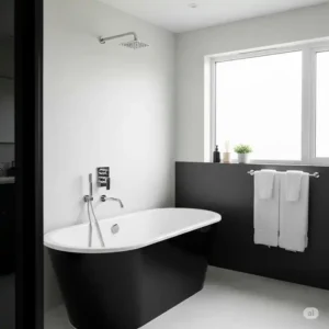 Detailed close-up of a flawless, high-gloss finish on a newly coated epoxy bathtub surface.