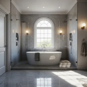Inspiration for a bathroom renovation, showing a well-designed bathtub inside walk in shower space.