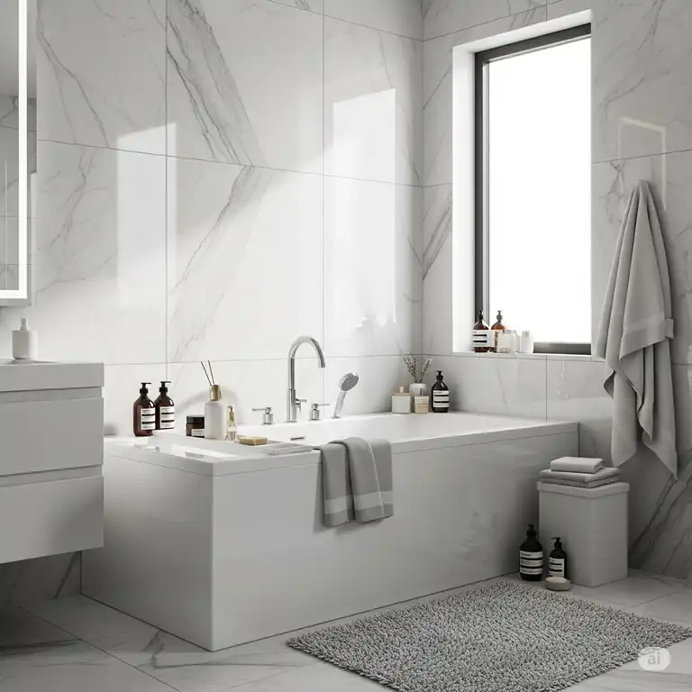 Luxurious bathroom featuring a sleek white Jetta bathtub, highlighting modern design and comfort.