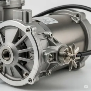 Close-up of a powerful pump motor, a core component of jetted bathtub parts responsible for water circulation.