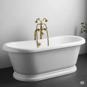 Luxurious china bathtub with elegant brass fixtures, highlighting the sophisticated design available from Chinese manufacturers.