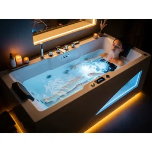Jetta bathtub with visible hydrotherapy jets, emphasizing the therapeutic benefits and relaxation it offers.