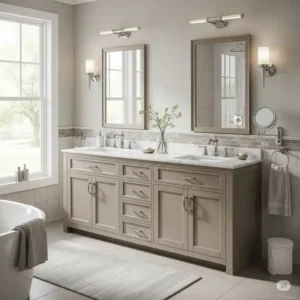 Spacious 72-inch double sink bathroom vanity providing convenience and functionality for couples.