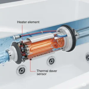 Illustration of a jetted bathtub heater element, essential for maintaining warm water during a relaxing soak.