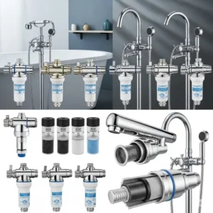 An array of various water filter for bathtub faucet models designed for different types of bathtub faucets, showcasing diverse options.