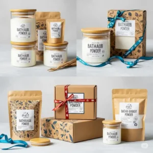 A visual representation of the skin-softening and soothing benefits of using moisturizing bathtub powder during a bath.