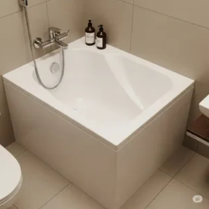 Compact china bathtub designed for smaller bathrooms, illustrating an efficient and space-saving solution.