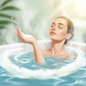 An illustration outlining the simple steps and tools required to make homemade bathtub powder, perfect for a personalized spa treatment.