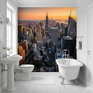 Creative bathtub wall ideas for small bathrooms, showing how pictures can expand the perception of space.