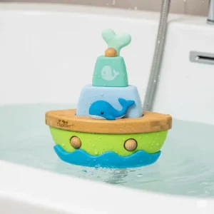 An eco-friendly boat bathtub toy made from sustainable materials, promoting safe and responsible play.