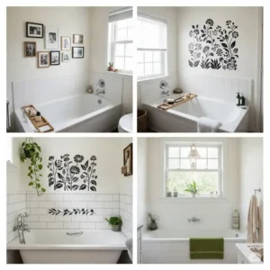 Inspirational DIY bathtub wall pictures, demonstrating easy and affordable ways to personalize your bathroom walls.