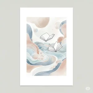 An abstract illustration depicting a sense of calm and relaxation, with subtle elements hinting at "bathtub books" and a serene atmosphere.