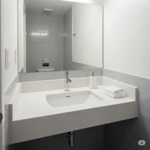 Under counter bathroom sinks maximize counter space in a compact bathroom, illustrating a great solution for small areas.
