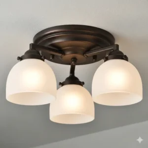  An energy-efficient LED bathroom ceiling light fixture.