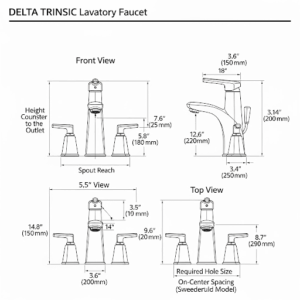  A close-up view of the Delta Trinsic bathroom faucet in a sophisticated Venetian Bronze finish.