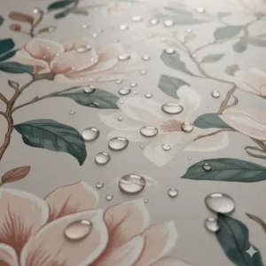 Demonstrating the water-resistant properties of bathroom wallpaper peel and stick, ideal for humid environments.