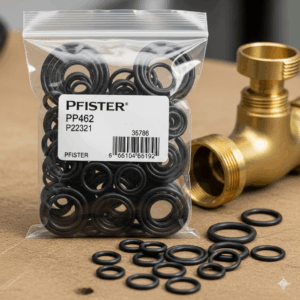 A set of Pfister faucet o-rings, essential parts for sealing connections and preventing leaks.